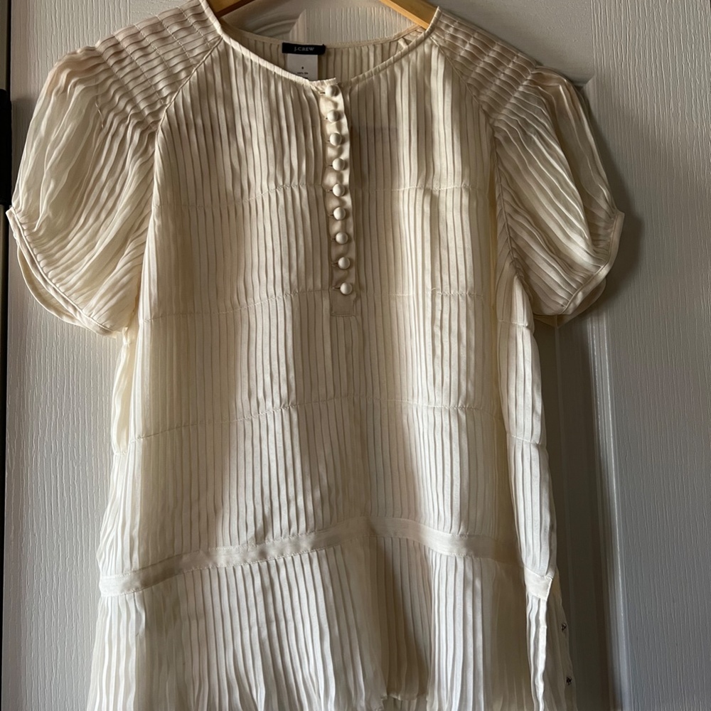 J Crew Silk Short Sleeve Top with Pleats 6